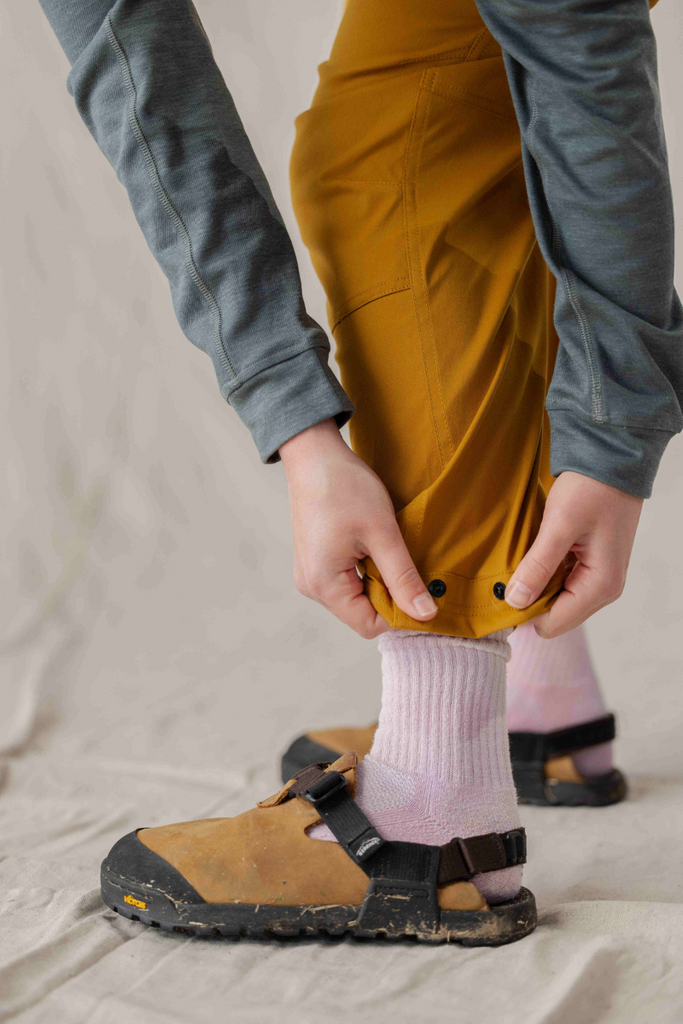 Hem snap feature in Ecotrek Overalls